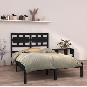 vidaXL-Bedframe-massief-hout-zwart-140x200-cm