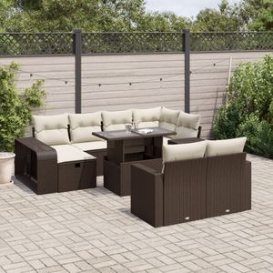 vidaXL - 11-delige - Loungeset - met - kussens - poly - rattan - bruin