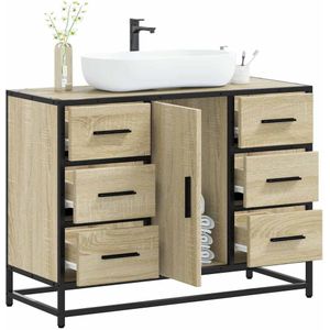 vidaXL Wastafelkast 80x33x60 cm bewerkt hout sonoma eikenkleurig