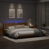 vidaXL Bedframe met LED-verlichting kunstleer cappuccino 200x200 cm