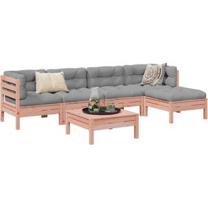 vidaXL - 6-delige - Loungeset - met - kussens - massief - douglas - vurenhout