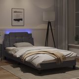 vidaXL Bedframe met LED-verlichting kunstleer grijs 100x200 cm