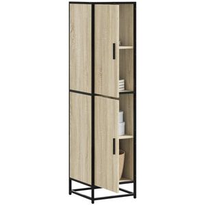 vidaXL Hoge kast 35,5x35x139 cm bewerkt hout en metaal sonoma eiken