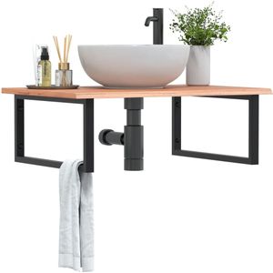 vidaXL Badkamer wandschap staal en massief eikenhout