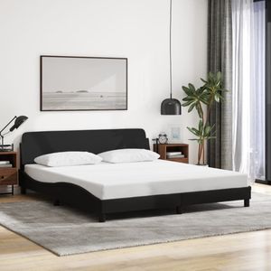 vidaXL Bedframe zonder matras stof zwart 160x200 cm