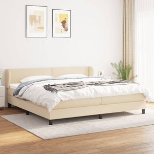 vidaXL Boxspring met matras stof crèmekleurig 200x200 cm