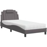 vidaXL Bed met matras kunstleer grijs 90x200 cm