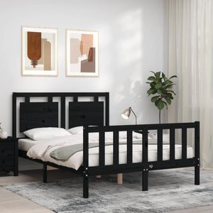 vidaXL Bedframe met hoofdbord massief hout zwart