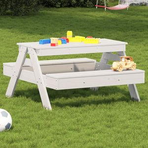 vidaXL Picknicktafel voor kinderen 88x97x52 cm massief grenenhout wit