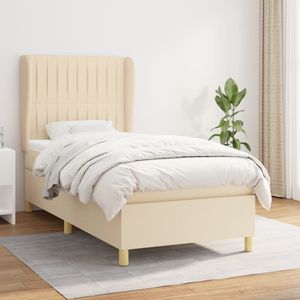 vidaXL Boxspring met matras stof crèmekleurig 90x190 cm