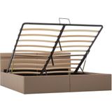 VidaXL Bedframe met Opslag en LED Kunstleer Cappuccino 180x200 cm