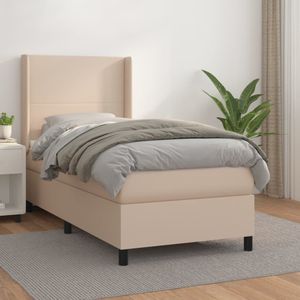 vidaXL Boxspring met matras kunstleer cappuccinokleurig 90x190 cm