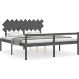 VidaXL Bedframe Massief Hout Grijs 6FT Super King