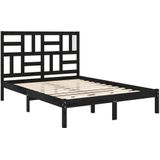 VidaXL Bedframe Massief Hout Zwart 120x190 cm - 4FT Small Double