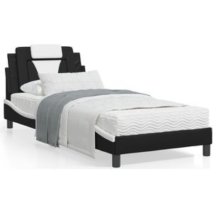 vidaXL Bed met matras kunstleer zwart en wit 80x200 cm