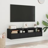vidaXL Tv-wandmeubel s 2 st 60x30x30 cm bewerkt hout zwart
