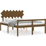 VidaXL Bedframe met Hoofdbord Massief Hout Honingbruin 140x190 cm