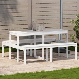 vidaXL Picknicktafel 160x134x75 cm massief grenenhout wit