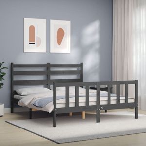 VidaXL Bedframe Massief Hout Grijs 5 FT King Size