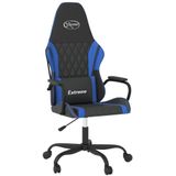 vidaXL Massage gamestoel kunstleer zwart en blauw