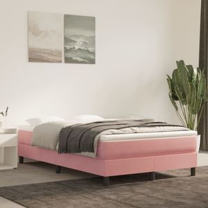 vidaXL Bedframe fluweel roze 120x200 cm