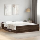 vidaXL Bedframe met lades bewerkt hout bruin eikenkleur 150x200 cm