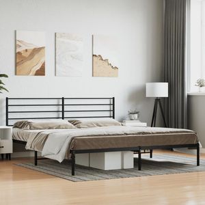 vidaXL Bedframe met hoofdbord metaal zwart 183x213 cm