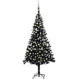 vidaXL Kunstkerstboom met verlichting en kerstballen 240 cm PVC zwart