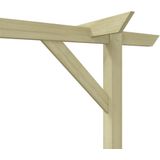 <p>Deze houten pergola is een ideale toevoeging aan je tuin of andere buitenruimte. Hij vormt een stabiele basis voor rozen en andere klimmers, en creëert in de zomer een mooie zithoek. Daarnaast kan deze pergola ook gebruikt worden om een imposante ingang te maken.</p>
<p>De pergola is vervaardigd van groen geïmpregneerd grenenhout, wat zorgt voor een zeer stevige, duurzame en rotbestendige constructie. Montage is heel eenvoudig, waardoor je snel kunt genieten van deze prachtige toevoeging aan je buitenruimte.</p>
<p>Het is belangrijk om op te merken dat hout een natuurlijk product is en daarom oneffenheden kan vertonen. Dit draagt echter bij aan de natuurlijke uitstraling van de pergola.</p>
<ul>
  <li>Materiaal: grenenhout, groen geïmpregneerd</li>
  <li>Rotbestendig</li>
  <li>Totale afmetingen: 400 x 40 x 205 cm (L x B x H)</li>
  <li>Afmetingen paal: 6 x 6 x 200 cm (L x B x H)</li>
  <li>Met 3 palen</li>
  <li>Eenvoudig te monteren</li>
</ul>
<p>Met deze houten pergola creëer je een prachtige en functionele toevoeging aan je tuin. Geniet van de schoonheid en de mogelijkheden die deze pergola biedt.</p>