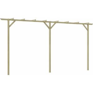 <p>Deze houten pergola is een ideale toevoeging aan je tuin of andere buitenruimte. Hij vormt een stabiele basis voor rozen en andere klimmers, en creëert in de zomer een mooie zithoek. Daarnaast kan deze pergola ook gebruikt worden om een imposante ingang te maken.</p>
<p>De pergola is vervaardigd van groen geïmpregneerd grenenhout, wat zorgt voor een zeer stevige, duurzame en rotbestendige constructie. Montage is heel eenvoudig, waardoor je snel kunt genieten van deze prachtige toevoeging aan je buitenruimte.</p>
<p>Het is belangrijk om op te merken dat hout een natuurlijk product is en daarom oneffenheden kan vertonen. Dit draagt echter bij aan de natuurlijke uitstraling van de pergola.</p>
<ul>
  <li>Materiaal: grenenhout, groen geïmpregneerd</li>
  <li>Rotbestendig</li>
  <li>Totale afmetingen: 400 x 40 x 205 cm (L x B x H)</li>
  <li>Afmetingen paal: 6 x 6 x 200 cm (L x B x H)</li>
  <li>Met 3 palen</li>
  <li>Eenvoudig te monteren</li>
</ul>
<p>Met deze houten pergola creëer je een prachtige en functionele toevoeging aan je tuin. Geniet van de schoonheid en de mogelijkheden die deze pergola biedt.</p>