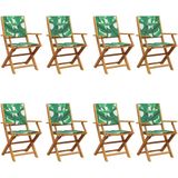 vidaXL Tuinstoelen 8 st inklapbaar stof en massief hout groen