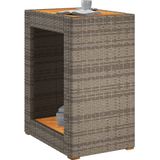 vidaXL Tuinbijzettafel met houten blad 60x40x75 cm poly rattan grijs