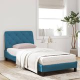 vidaXL Bed met matras fluweel blauw 90x200 cm