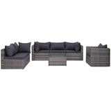 vidaXL 7-delige Loungeset met kussens poly rattan grijs