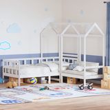 vidaXL Kinderbedset met huisje massief grenenhout wit 90x200 cm