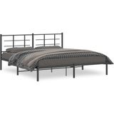 vidaXL Bedframe met hoofdbord metaal zwart 180x200 cm