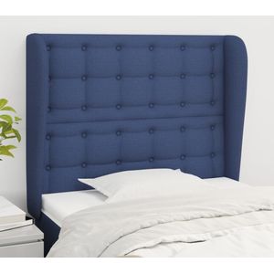 vidaXL Hoofdbord met randen 93x23x118/128 cm stof blauw