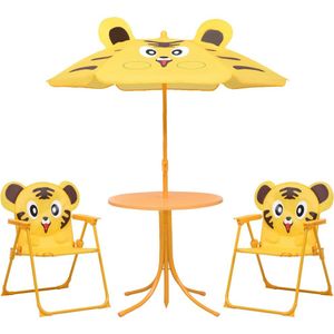 vidaXL 3-delige Bistroset voor kinderen met parasol geel