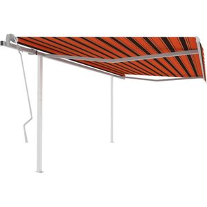 vidaXL Luifel handmatig uittrekbaar met palen 4x3 m oranje en bruin