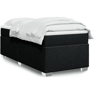 vidaXL Boxspring met matras stof zwart 100x200 cm