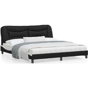 vidaXL Bedframe met hoofdbord kunstleer zwart en wit 180x200 cm