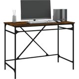 VidaXL Bureau 100x50x75 cm - Bewerkt Hout en IJzer - Gerookt Eikenkleurig