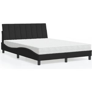 vidaXL Bed met matras fluweel zwart 140x190 cm