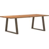 vidaXL Eettafel rechthoekig 240x100x74 cm massief eikenhout lichtbruin