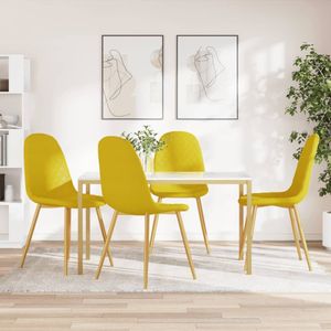 vidaXL Eetkamerstoelen 4 st fluweel mosterdgeel