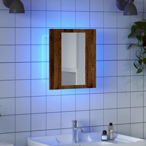 vidaXL Badkamerspiegelkast LED 40x12x45 cm bewerkt hout oud hout