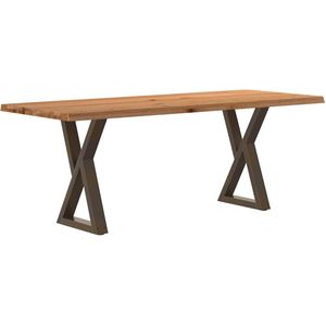 vidaXL Eettafel met natuurlijke rand 200x80x74 cm eikenhout lichtbruin