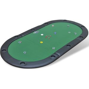 vidaXL Poker tafelblad voor 10 spelers - inklapbaar - groen - hoogwaardige kunstleren armleuning - 10 ingebouwde bekerhouders