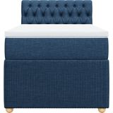 vidaXL Boxspring met matras stof blauw 80x200 cm