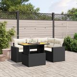 vidaXL 5-delige Loungeset met kussens poly rattan zwart